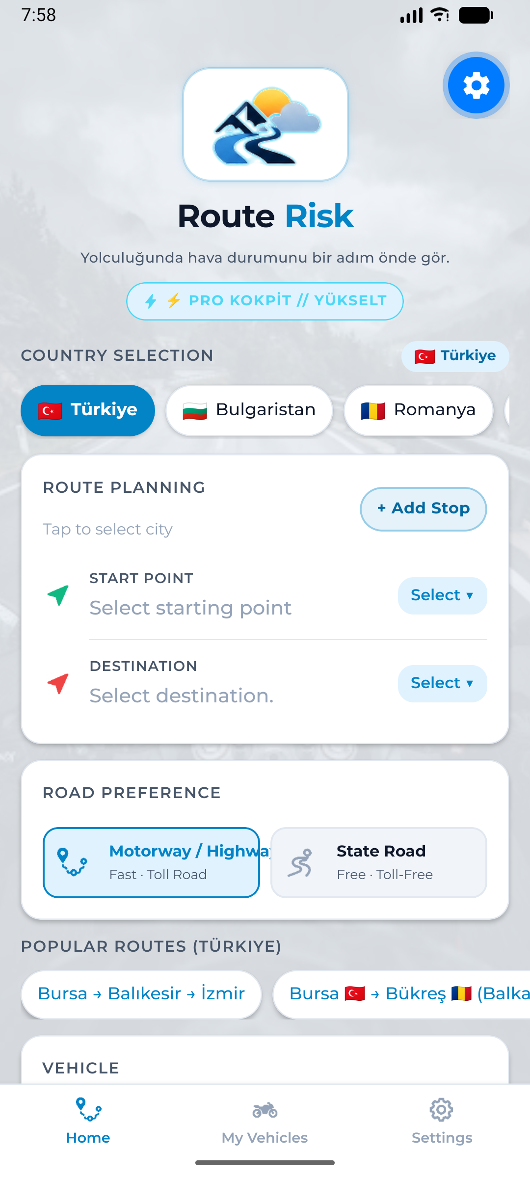 RouteRisk Canlı Uygulama Ekranı