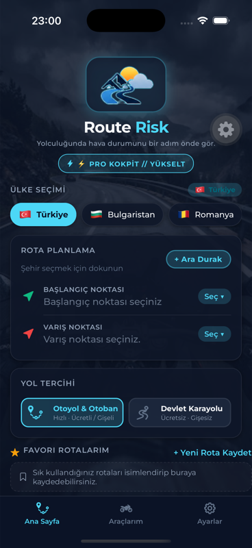RouteRisk Uygulama Ekranı